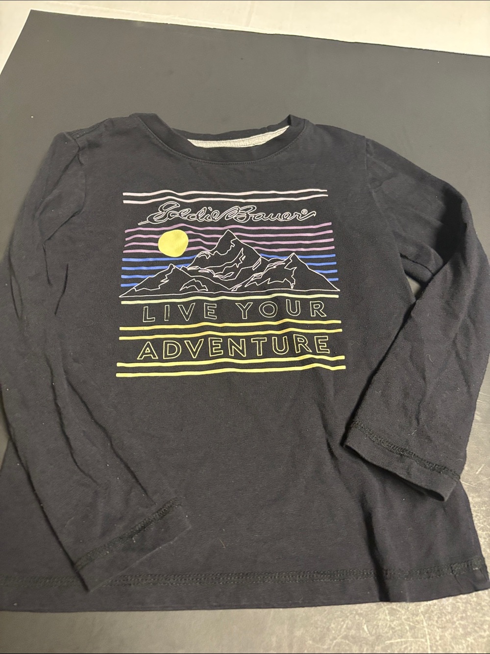 Eddie Bauer Black Long Sleeve Tee with Mountain Graphic